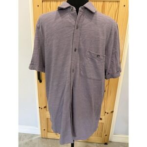 Paige Shirt Mens Small Purple Slub Cotton Button Front Short Sleeve Casual